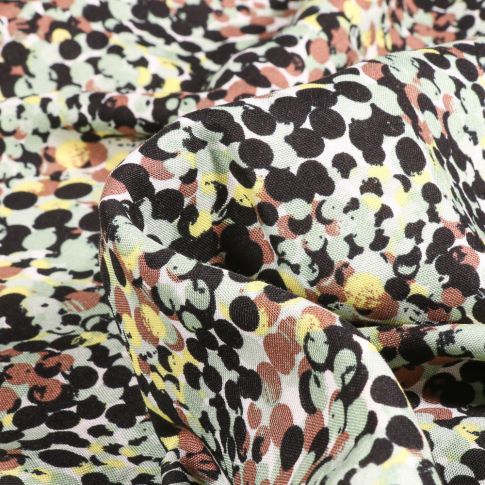 Tissu Viscose légère Pois multicolores Sophie sur fond Vert