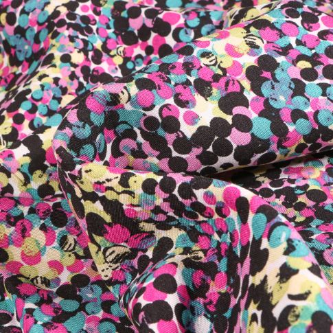Tissu Viscose légère Pois multicolores Sophie sur fond Noir