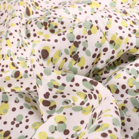 Tissu Viscose légère Pois Elodie Vert sur fond Blanc cassé