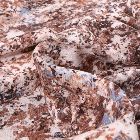 Tissu Viscose légère Tacheté Marron sur fond Blanc cassé