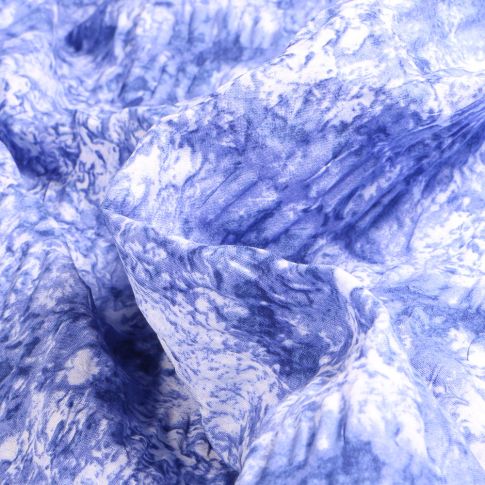 Tissu Seersucker Tye and dye sur fond Bleu