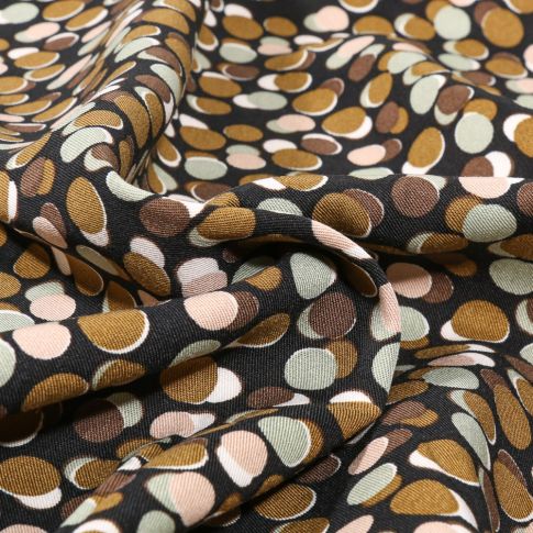 Tissu Viscose Twill Bubble pop kaki sur fond Noir