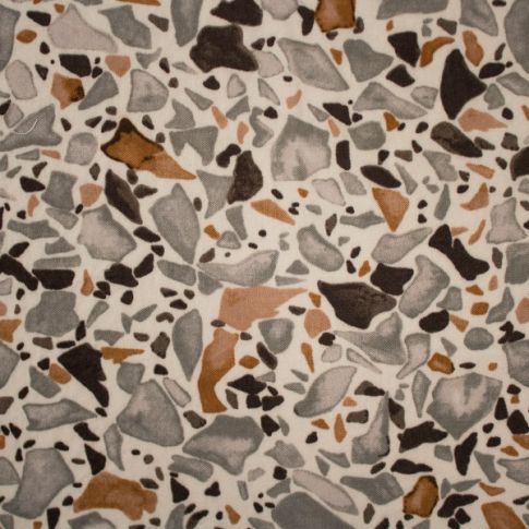 Tissu Viscose Twill Pebbles sable sur fond Ecru