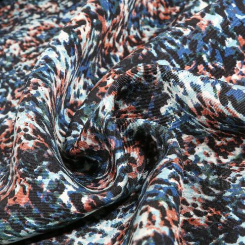 Tissu Viscose Twill Mix dots sur fond Bleu pétrole