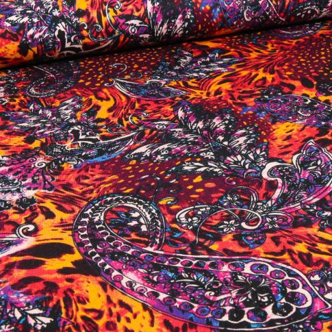 Tissu Jersey Viscose  Esperenza sur fond Rose