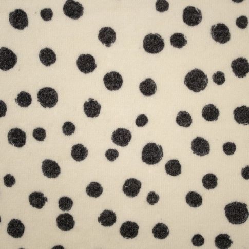 Tissu Maille Jersey Pois destructurés Noirs sur fond Ecru