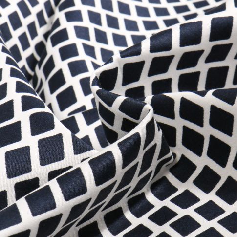Tissu Coton Satiné extensible Alvé sur fond Bleu marine
