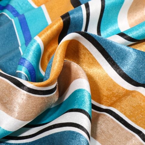 Tissu Satin Paola sur fond Bleu turquoise