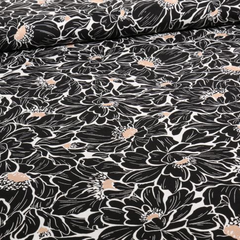 Tissu Viscose Chally Ria sur fond Noir