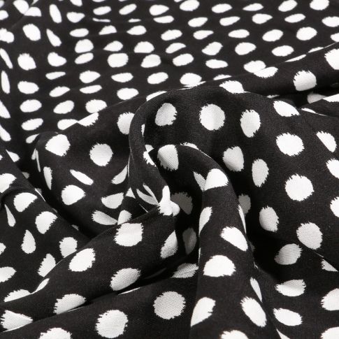 Tissu Viscose Chally Anja sur fond Noir