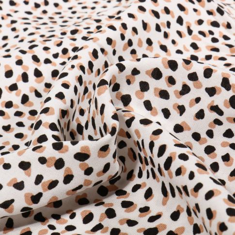 Tissu Viscose Chally Dotty sur fond Blanc cassé