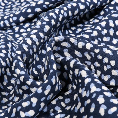 Tissu Viscose Chally Dotty sur fond Bleu marine