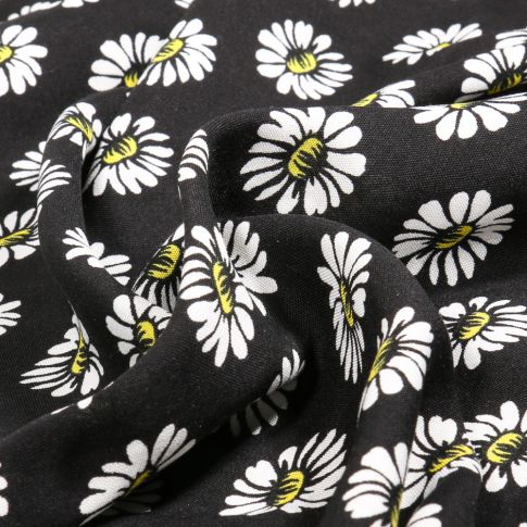 Tissu Viscose  Chally Hilda sur fond Noir