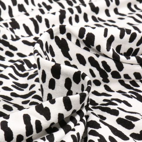 Tissu Jersey Viscose  Print sur fond Blanc