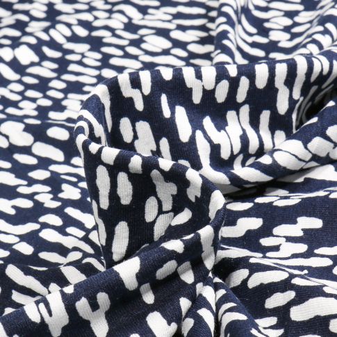 Tissu Jersey Viscose  Print sur fond Bleu marine