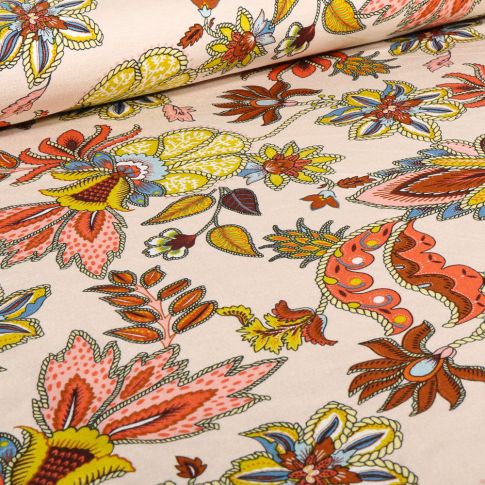 Tissu Jersey Viscose  Esmé sur fond Beige
