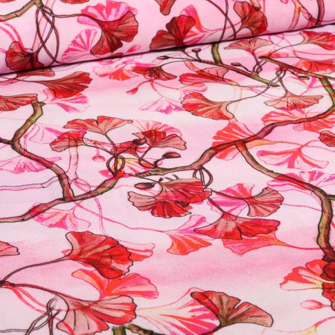 Tissu Viscose Gink sur fond Rose