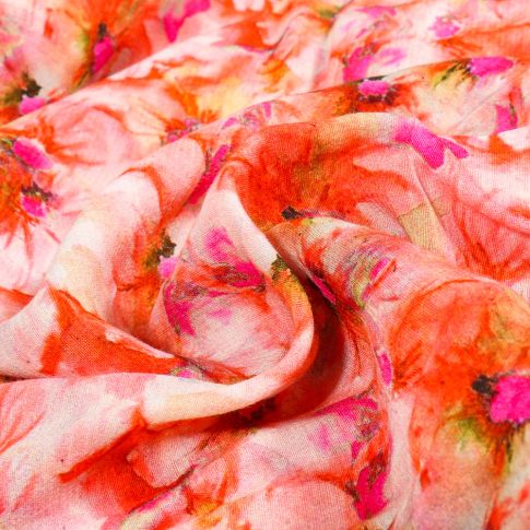 Tissu Viscose Jan Sigrid sur fond Orange