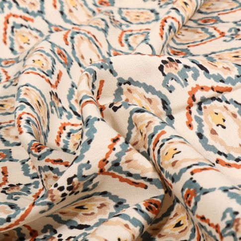 Tissu Voile de Viscose et Coton Judith sur fond Ecru