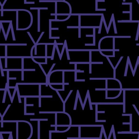 Tissu Jersey Milano Lettre violet sur fond Noir