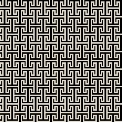 Tissu Viscose stretch Maze écru sur fond Noir
