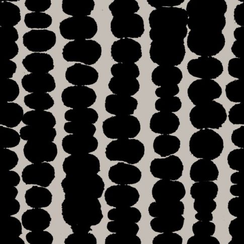Tissu Lyocell imprimé Pois destructurés Noirs sur fond Beige