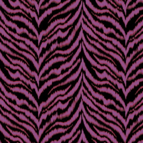 Tissu Polyester Stretch Zébré Violine sur fond Noir