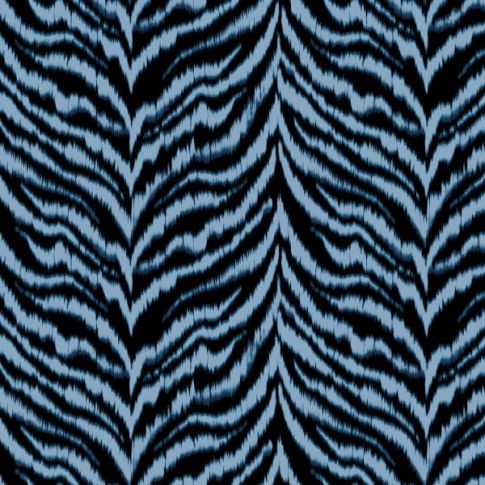 Tissu Polyester Stretch Zébré Pétrole sur fond Noir