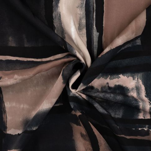 Tissu Satin de Viscose Milou sur fond Noir