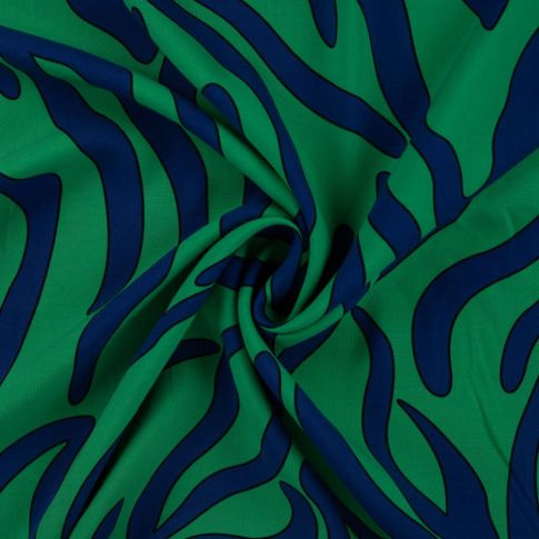 Tissu Viscose Chally Guirlande Marine sur fond Vert émeraude