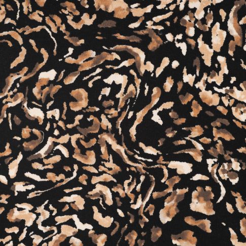 Tissu Jersey Viscose imprimé animalier abstrait beige sur fond Noir