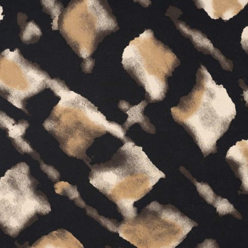 Tissu Viscose Carreaux irréguliers beiges sur fond Noir