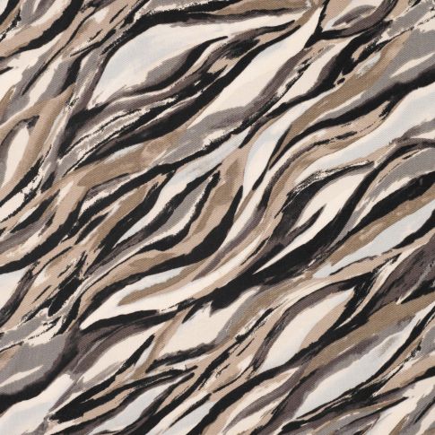 Tissu Viscose Twill Motif zébré sur fond Beige