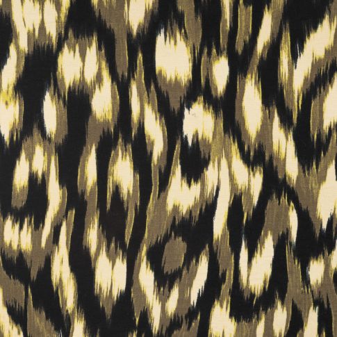 Tissu Viscose stretch Léopard Kaki sur fond Noir