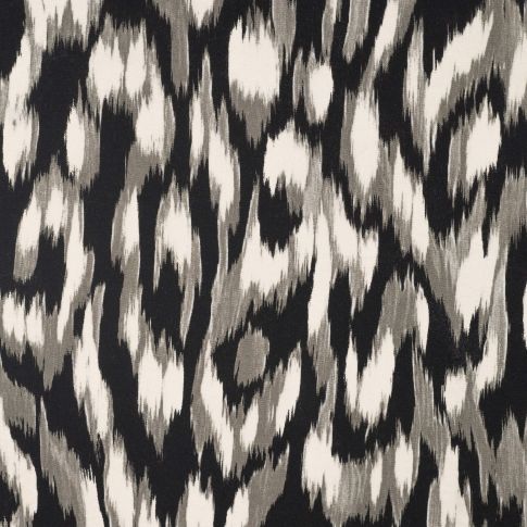 Tissu Viscose stretch Léopard Gris beige sur fond Noir