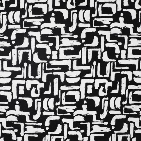 Tissu Jersey Milano motifs blancs sur fond Noir