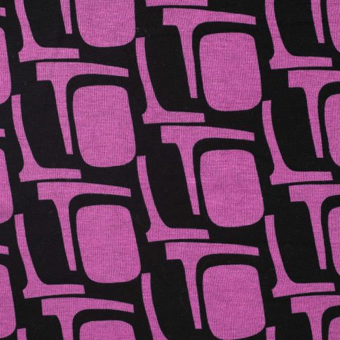 Tissu Jersey Milano Motifs violine sur fond Noir