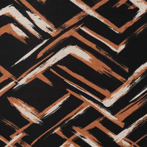 Tissu Jersey Milano Chevrons beige sur fond Noir