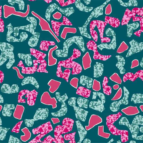 Tissu Viscose Chally inspiration Batik sur fond Bleu canard
