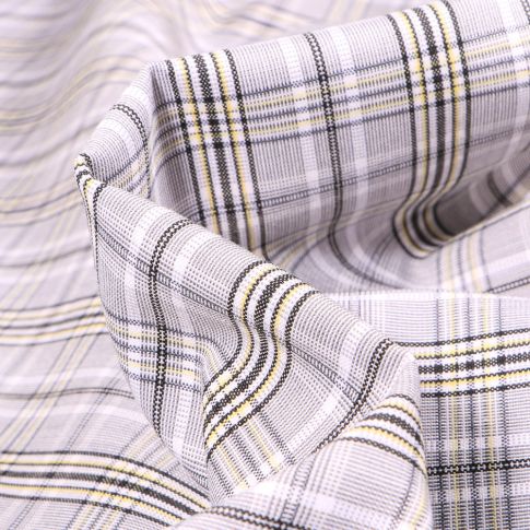 Tissu Polyviscose Prince de Galles Carreaux jaunes sur fond Gris