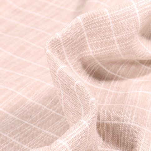 Tissu Lin Coton  Rayures blanches sur fond Naturel