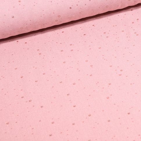 Tissu Viscose Pois métallisés argentés sur fond Rose pâle