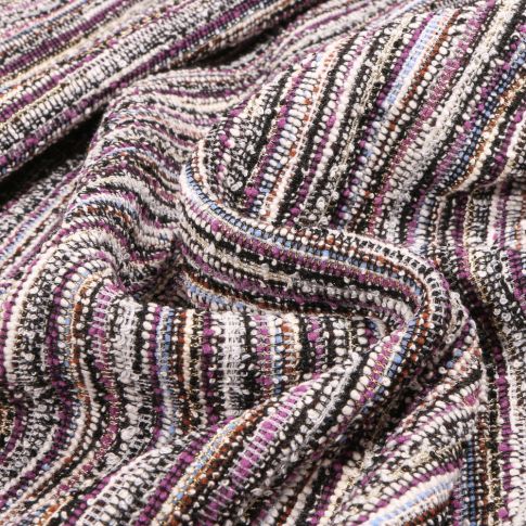 Tissu Maille lurex texturé Rayures Violet