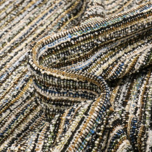 Tissu Maille lurex texturé Rayures Ocre