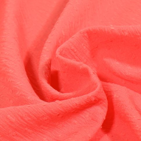 Tissu Voile de Coton Plumetis uni Corail