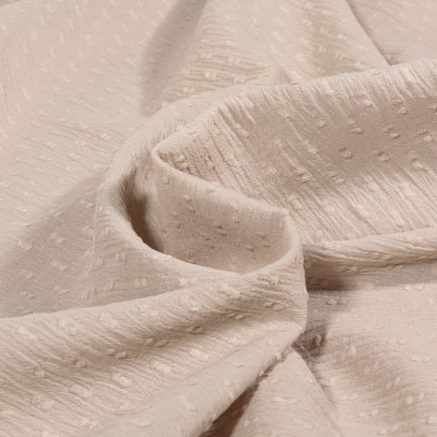 Tissu Voile de Coton Plumetis uni Grège
