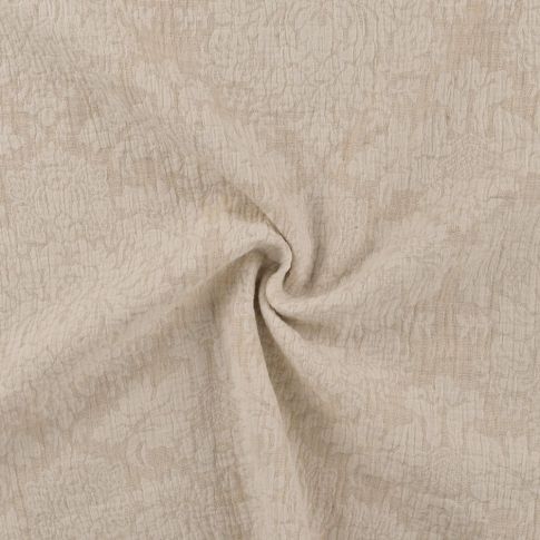 Tissu Double gaze Coton Lin impression fleuris Beige