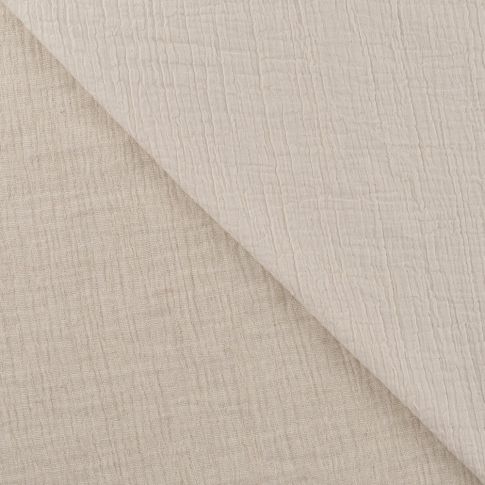Tissu Double gaze Coton Lin Emma uni Beige