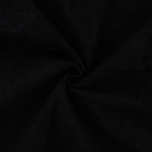 Tissu Coton brodé Cachemire sur fond Noir