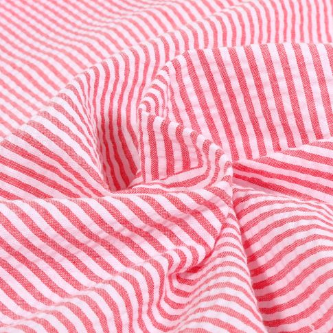 Tissu Seersucker Monica sur fond Rouge